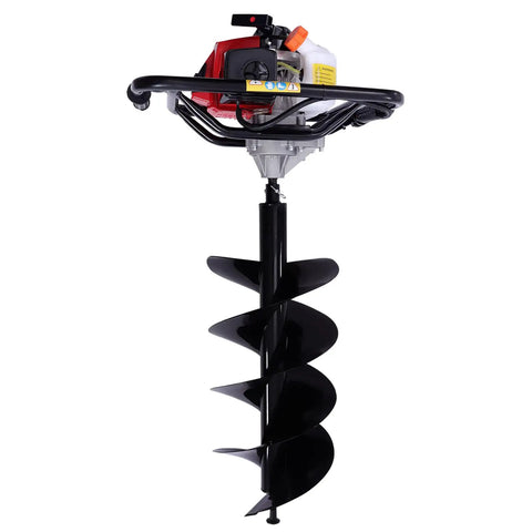 Gas Powered Post Hole Digger 62cc 2 Stroke Earth Auger With 12 Inch Bit Set front view