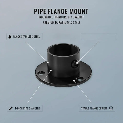 Pipe Flange Mount For Industrial Furniture DIY Black Stainless Steel Bracket 1 Inch Anchor For Pipe Ends Built To Last