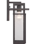 Boxwood Collection 1-Light Outdoor Wall Lantern with clear seeded glass, antique bronze finish, Craftsman style, medium size