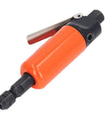 Badass Compact Pneumatic Air Die Grinder With Straight Grip And Ultra Low Vibration For Smooth Polishing Deburring And Sanding Jobs, lightweight orange design.