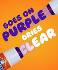 Disappearing Purple School Glue Sticks 7 Grams, 30 Count Pack For Classrooms, Mess-Free with goes on purple, dries clear text