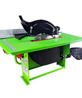Portable Benchtop Table Saw With 800W Powerhouse Motor, bright green compact design, ideal for DIY builders and tight spaces.