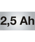 2.5 Ah battery capacity label for Top Rated Cordless Drill Driver That Pumps Out Serious Punch For Demanding Applications.