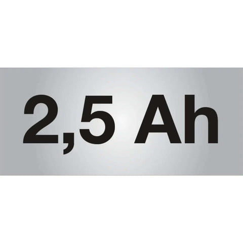 2.5 Ah battery capacity label for Top Rated Cordless Drill Driver That Pumps Out Serious Punch For Demanding Applications.