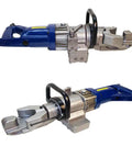 Heavy Duty Portable Electric Rebar Bender For 5/8 Inch Steel Rod And Pipe Tube Bending Tool showing blue and silver design with handle.