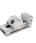 Top Shelf Machine Vise With Fast Swap Quick Clamp For Cnc Lathe And Garage Workbench Featuring Killer Grip Replaceable Jaw Pads and sleek silver finish.