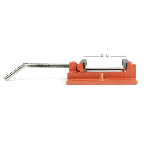 Beefy 4 Inch Drill Press Vise For Home Shop And Pro Workshops, Heavy Duty Cast Iron Clamp With Dual Mount Slots, Easy Mount On Any Drill Press, Orange Powder Coat For Extra Durability And Precise Holding