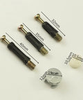 Cam Lock Fasteners Connector Set Including 32 Plastic Dowels, 24 Cam Bolts, And 24 Nuts for cabinet and wardrobe assembly, close-up.