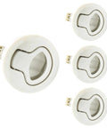 Heavy Duty White Flush Pull Slam Latches 4 Pack For Cabinets And Storage Drawers, 2.4 inch white plastic casing.