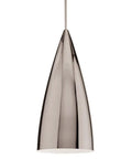 Dope Bullet LED Pendant Fixture With Canopy In Chrome, 64W, 450 Lumens, 3000K Warm Glow, CRI 85, sleek chrome finish close-up view.