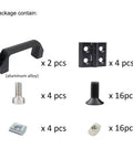 4 Sets 2020 90mm T Slot Door Handles And 20 Series Pivot Hinges For Aluminum Profiles Extrusion Hardware Kit components overview