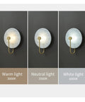 Retro Round Wall Sconces Crafted From Premium Copper With Rust Proof Build And Glare Free Warm Glow To Level Up Your Bedroom Bedside Or Living Room Setup Today 32 Cm Fixture showcasing warm, neutral, and white light options.