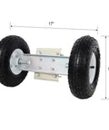 Heavy Duty Dual Gate Wheel With 10 Inch Pneumatic Tires, steel frame supports 300 lbs, suitable for 2 to 3 inch tubes.