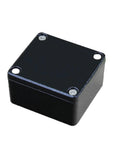 SHIHUANI black metal junction box outdoor enclosure; square 120-80-56 mm with corner mounting holes and lid screws.