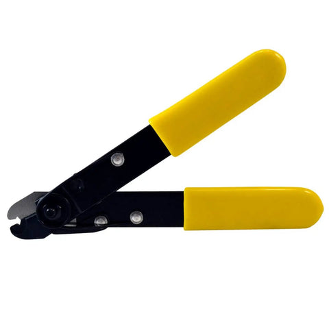 Fiber Optic Wire Stripper Pro Grade For Technicians And Electricians, V Shaped Opening, Safe Cable Prep Without Scratching, yellow handles
