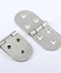 Stainless Steel Folding Table Top Hinges Two Piece Pack for Desktops and Folding Tables, showing open and closed positions.