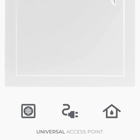 Top Notch 10 X 14 Inch Heavy Duty Metal Indoor Drywall Access Panel In Crisp White, showing secure flange design for utilities.