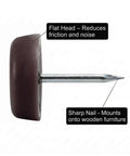Side view of a Brown Three Quarters Inch Nail On Furniture Glides 25 Pcs Chair Leg Floor Protectors with labeled features.