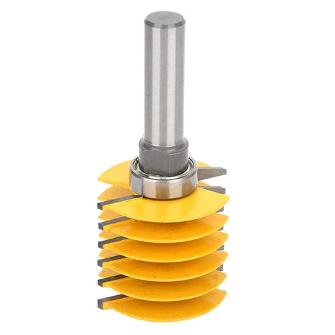 Heavy Duty 1/2 Inch Shank Finger Joint Router Bit For Woodworking Pros with yellow blades for smooth cuts on MDF and hardwood.