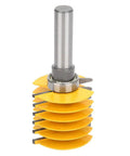 Pro 1/2 Inch Shank Finger Joint Router Bit for MDF and solid wood, featuring yellow cutter blade and steel body.