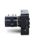Slick 4K HDMI USB Camera With Crisp 1080P Streaming and a 6 to 12 mm manual zoom lens showcasing side view and controls.