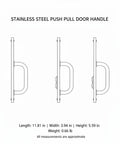 Diagram of Beefy Silver Bar Door Handle For Exterior Doors Surface Mounted Push Pull Hardware 304 Stainless Steel, side view.