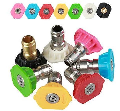 Lheng pressure washer nozzle tips set, assorted colors, 1/4 inch quick-connect and pivoting couplers
