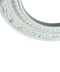 Detailed view of ornate acanthus scroll design on Pack Of 10 White Recessed Light Trim Medallions For Easy Install, 10 Inch OD, Polyurethane Ceiling Rosettes.