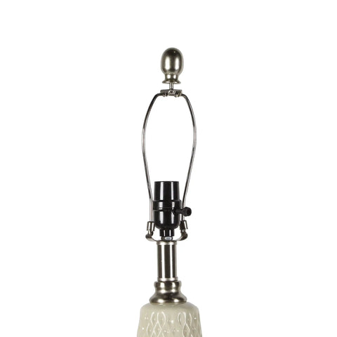 Top view of Ivory Textured Ceramic Table Lamps Set Of 2 With Inverted Diamond Bases Easy On Off Rotary Switch Chic Modern Home Decor Lighting