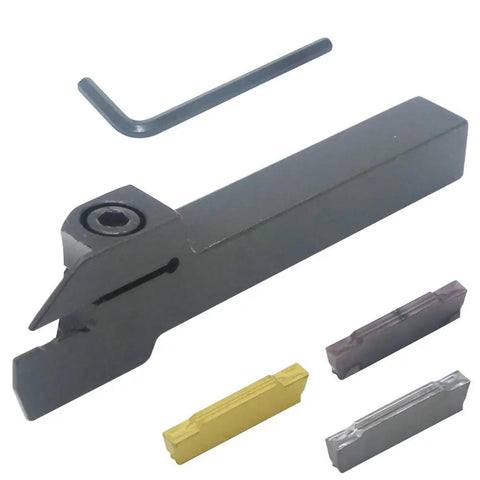Beefy Grooving Tool Holder MGEHR1212-2 For CNC Lathe With Three MGMN200 Carbide Blades, Heavy-Duty Alloy Steel Body