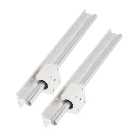 Two Piece 300mm CNC Linear Rail Guide With SBR Slide Block Set For Heavy Duty Stable Motion Shaft Guideway Easy Install With Five Mounting Holes For CNC Parts And Router Setup, two rails