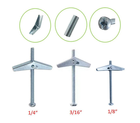 Mixed Heavy Duty Toggle Bolts Anchors And Screws Kit For Drywall Wood Ceilings And Hollow Walls with various sizes shown.
