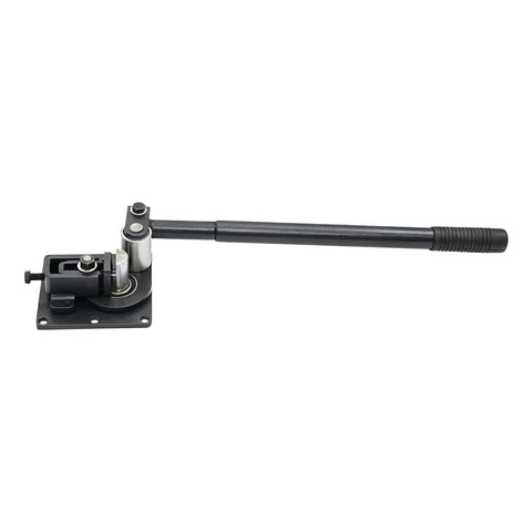 Manual Flat Bar Bender Pro Grade With 7 Bearings for precise 90 degree right angles, adjustable width and thickness, tool close-up