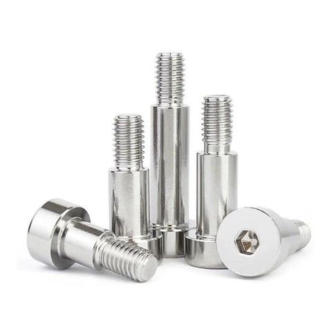 Five Or Ten Piece Hex Socket Shoulder Screws Set In M2 M2.5 M3 M4 Sizes 304 Stainless Steel Roller Bearing Style Bolts