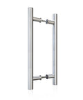 16 Inch Push Pull Door Handle Double Sided H Shape Stainless Steel For Sliding And Swing Doors Heavy Duty Silver Finish 304 Stainless Steel Anti Rust And Corrosion Easy Two Hole Installation With Screws Ideal For Home Commercial And Industrial Use.