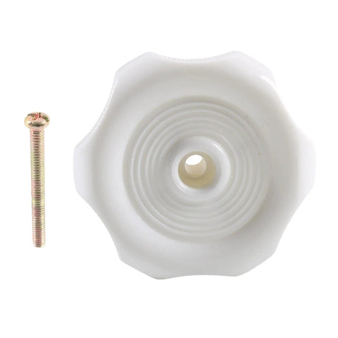 Dude, Upgrade Your Ride With This Smooth Twist Interior Window Latch Knob Designed For Most Rvs To Control Airflow And Keep The Vibe Fresh On Any Road Trip. White plastic knob with a single hole and a screw.