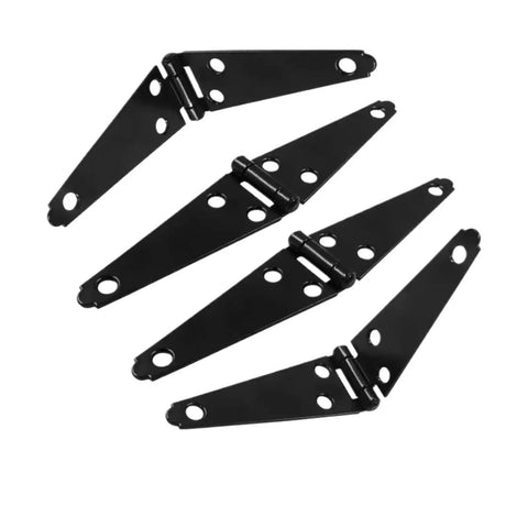 Beefy Heavy Duty Strap Concealed Door Hinges Set, 2 Pack Black Hinge With Screws, shown open, high load bearing for gates and cabinets