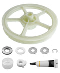 Washer Thrust Bearing Kit For Whirlpool Maytag Amana Washers showing components including wheel, bearings, and lubricant tube