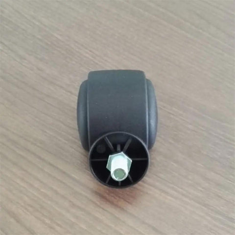 Slick Black Twin Wheel Swivel Caster With M10 Threaded Stem, 2-inch wheel for smooth rolling on furniture.