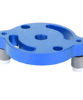 Heavy Duty Aluminum Wood Panel Hole Puncher With Ridiculously Precise Center Punching Gauge For Creating Dead On Layouts During Fine Precision Drilling Or Shop Projects in blue with adjustable base.