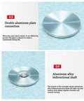 Bombproof Tempered Glass Lazy Susan Turntable showing double aluminum plate and bidirectional shaft for smooth rotation.