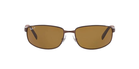 Front view of RB3254 Brown Crystal Polarized Sunglasses with 70 Percent Glare Reduction showcasing classic Wayfarer vibe and durable frames.