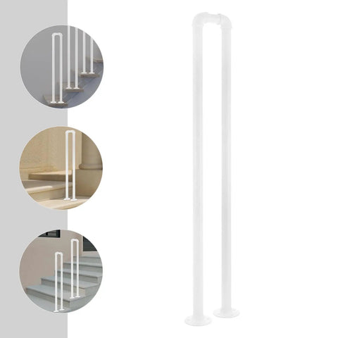 Heavy Duty U Shape Stair Handrail With Industrial Finish, 39.37 in high, designed for safety on stairs.