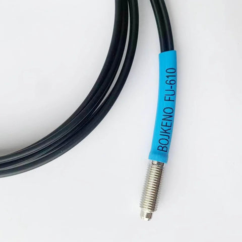 FU610 Fiber Optic Sensor for Diffuse Reflective Digital Sensing, 1 Meter Cable Length, M6 Sensor Probe, black cable, blue label