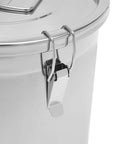 Heavy Duty Stainless Steel Canister With Airtight Lids Keep Your Pantry Stale Free Organize Rice Flour Grain And Coffee Lock In Freshness Bulk Food Storage Bucket 8.7 Gallon lid clasp detail