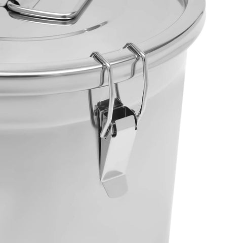 Heavy Duty Stainless Steel Canister With Airtight Lids Keep Your Pantry Stale Free Organize Rice Flour Grain And Coffee Lock In Freshness Bulk Food Storage Bucket 8.7 Gallon lid clasp detail