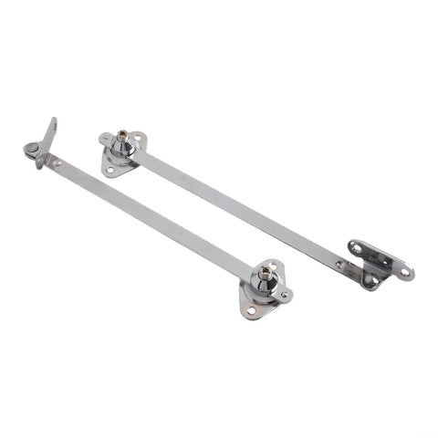 Rock Solid Cabinet Flap Stay Hinge With Down Drop Lid Support And Sliding Rail For Cupboard Doors, Iron And Zinc Alloy, Silver Finish