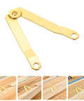 Gold Iron Lid Support Hinges For Small Boxes, Heavy Duty Hinge Set For Jewelry Boxes And Treasure Chests, angle view