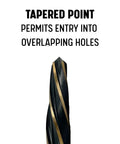 Three Eighths Inch Bridge And Construction Reamer With Black And Gold Finish showing tapered point for overlapping holes entry