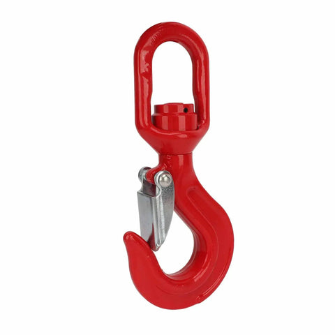 Hardcore Heavy Duty Swivel Lifting Hook Built Like A Tank At 5.3 Ton Capacity Top Tier Alloy Steel rigging grabber in red color.